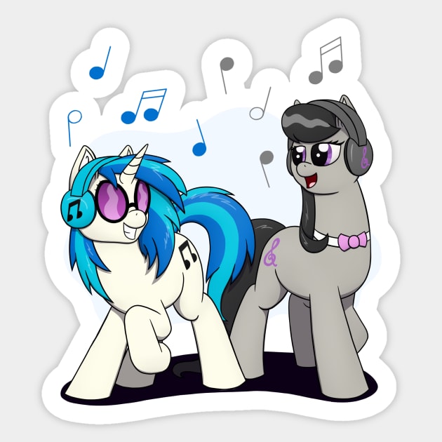 Vinyl & Octavia with Headphones Sticker by Heartbeat Unicorn